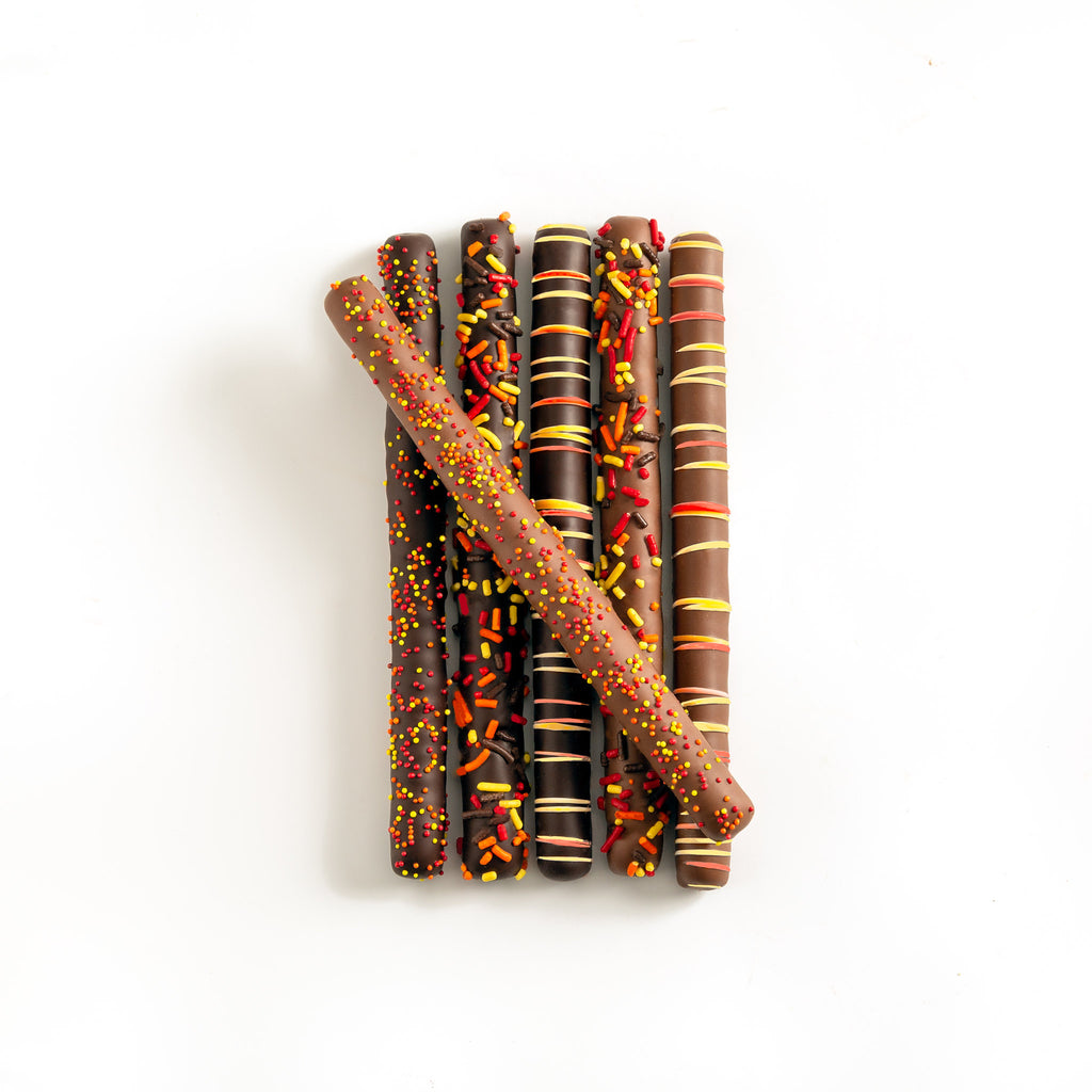 Fall Chocolate Covered Pretzel Rods