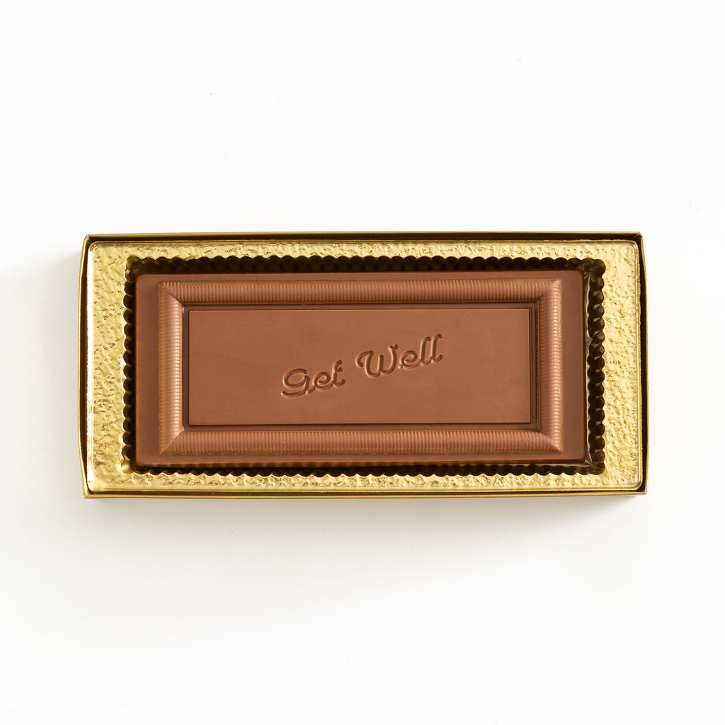 Get Well chocolate in gold box