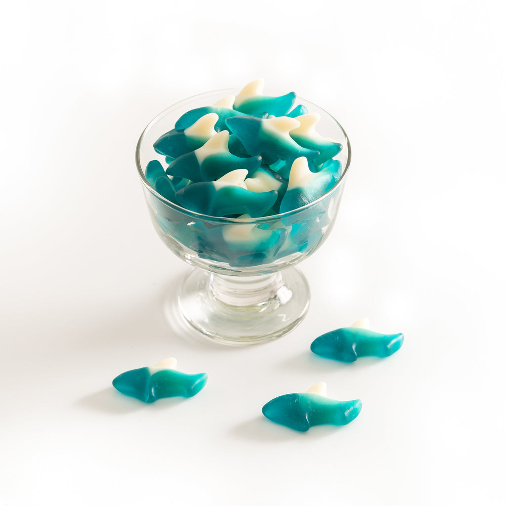 Gummy Sharks displayed in cup