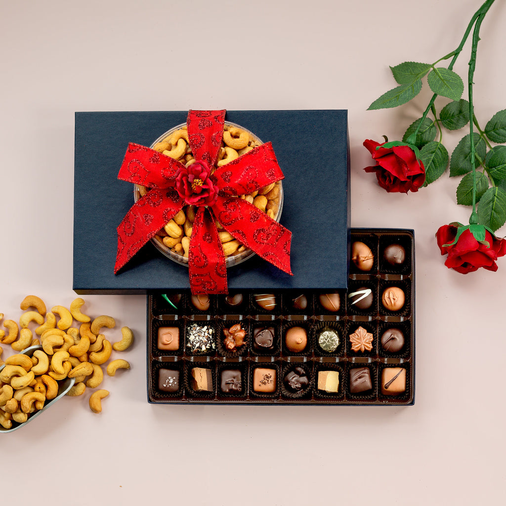 Valentine's Day Crown Assortment of chocolates and cashews
