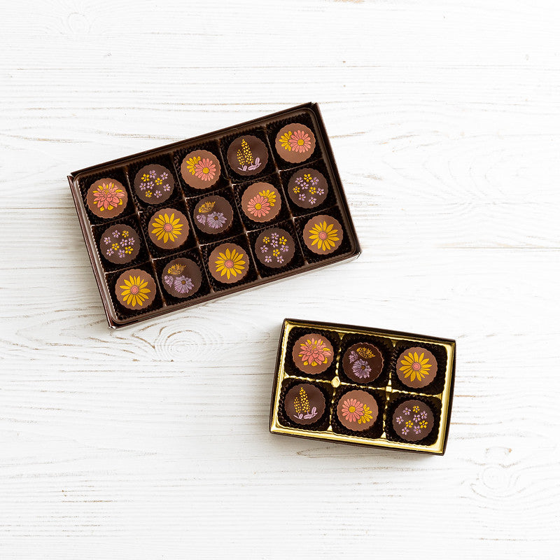 Wildflower Truffles in 6 piece and 15 piece box