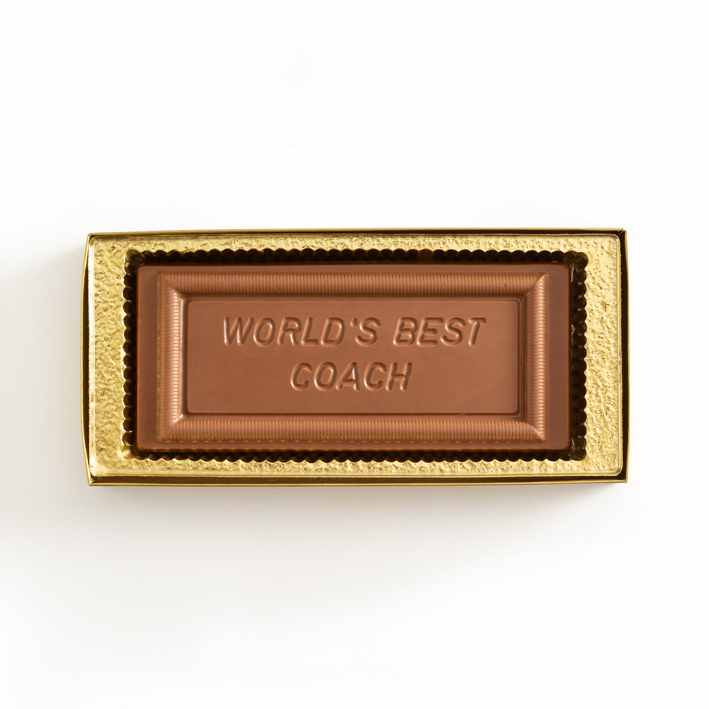 World's Best Coach chocolate in gold box